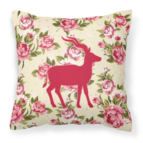 Carolines Treasures Deer Shabby Chic Yellow Roses Fabric Decorative Pillow 14Hx14W multicolor