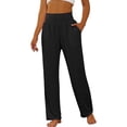 thumbnail image 1 of MKLEKYY Leggings - Paquete de 3 - Pantalones de yoga para mujer con bolsillos, cintura alta, cómodos, con cordón, holgados, de pierna ancha, 1 of 3