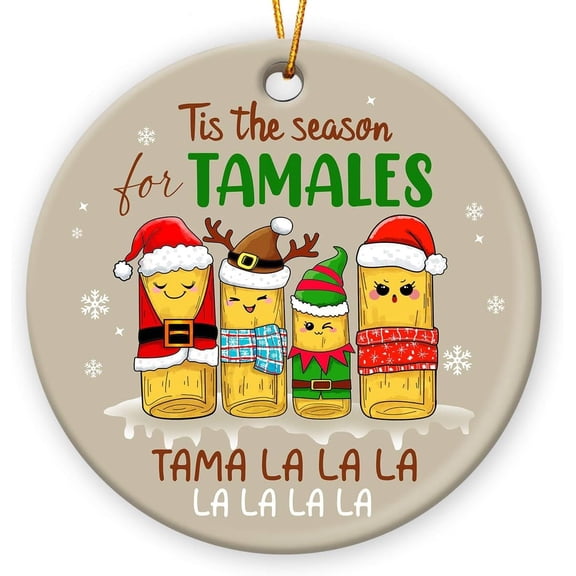 Tamale Ornament 2025, Funny Mexican Christmas Ornaments, Food Ornaments for Mexican Decor, Gifts for Foodie Friends Men Women, Ceramic Ornament for Christmas Tree Decorations A1
