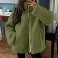 thumbnail image 2 of felwors Womens Fleece Jacket Oversized Zip Up Sherpa Fuzzy Casual Coats Winter Fall Outerwear 2025 Clothes with Pockets AG, L, 2 of 5