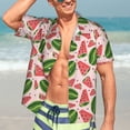 thumbnail image 5 of Lsque Watermelon pattern Hawaiian Shirt for Men, Unisex Summer Beach Casual Short Sleeve Button Down Shirts-, 5 of 9