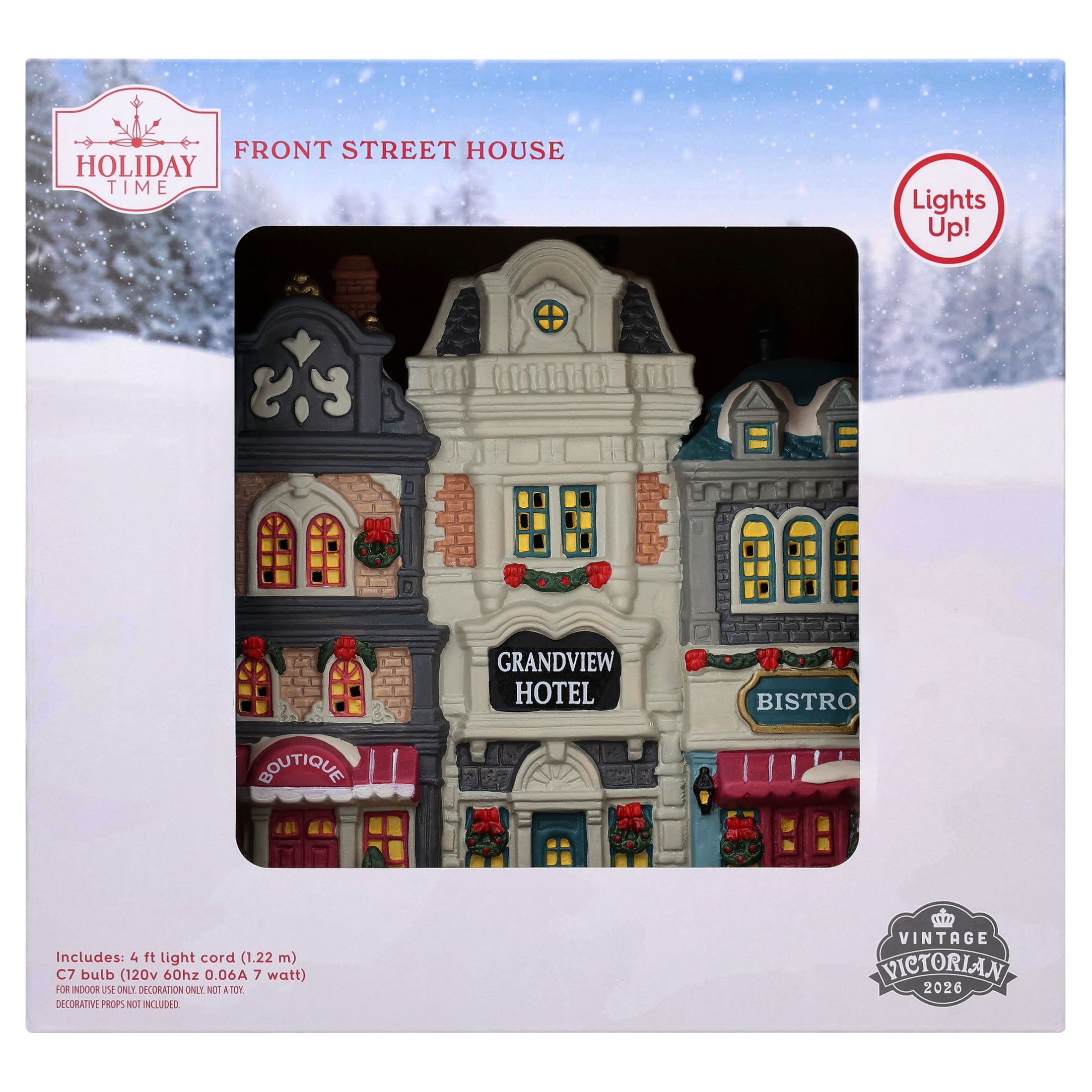 Light-Up Front Street House Christmas Village Building, Multicolor, 7.5", by Holiday Time