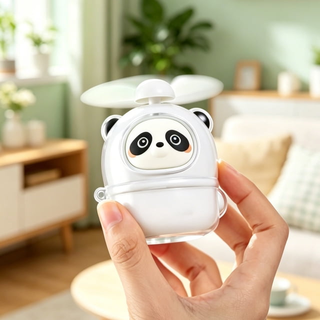 JZCHUNTOY Cute Panda Handheld Fan, 1 Piece USB Rechargeable Mini Portable Fan, Lightweight Personal Cooling Fan, Suitable for Outdoor, Travel, Commute, Office and Home Use