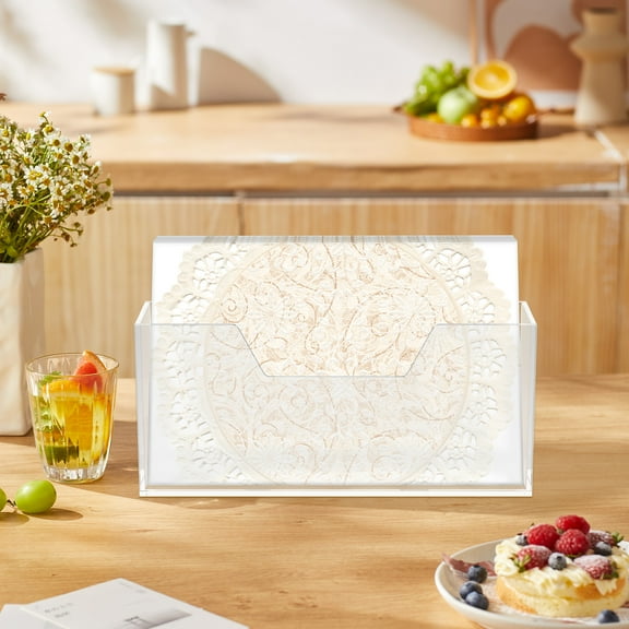 Acrylic Napkin Holders Clear Splash Proof Guest Towel Dispenser Vertical Hand Towel Storage Tray with Non Slip Pads for Bathroom Kitchen Countertop