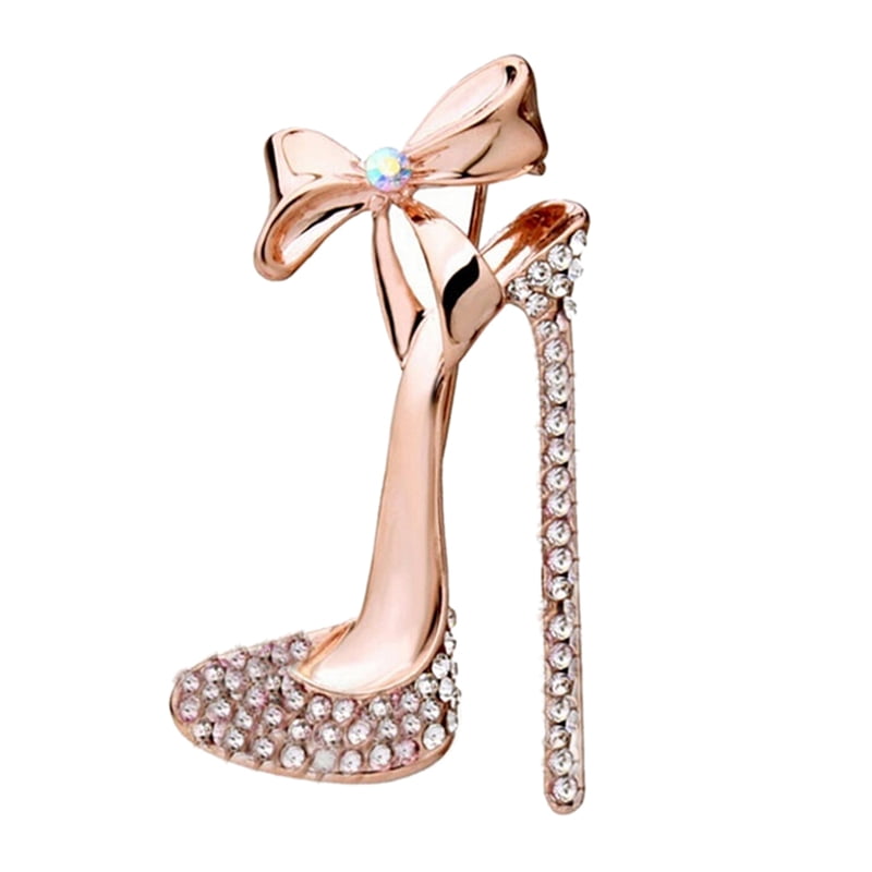 Gold plated High-heeled shoe Brooch Pin Stunning Crystals*rhinestone Jewelry PZT 