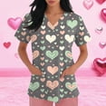 thumbnail image 3 of Valentine Day Scrubs for Women Love Heart Print Cute Short Sleeve Nursing Scrubs V Neck Medical Quick Dry Uniforms with Pockets Gray 4XL, 3 of 5