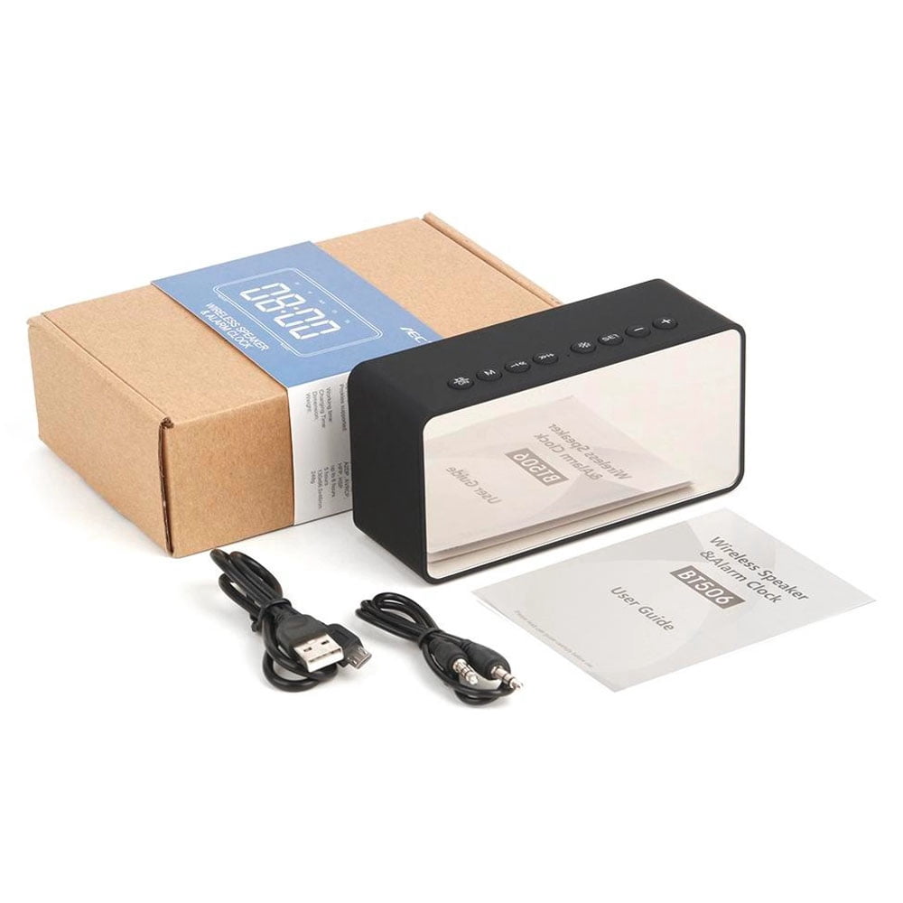 Alarm Clock, Radio, Bluetooth Wireless Speaker - Nightstand Large Display Clock - Black