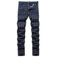 thumbnail image 2 of Lilgiuy Men's Fashionable Striped Plaid Casual Trousers High Elastic Large Size Slim Formal Trousers Cotton Trousers Full Lengrh Pants Lightweight Exercise Pants Running Workout Sports, 2 of 5