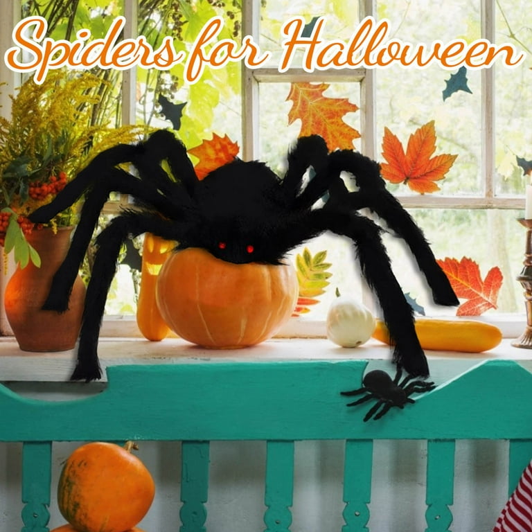 OCATO 200 Halloween Spider Web + 59 Giant Spider Decorations Fake Spider  with Triangular Huge Spider Web for Indoor Outdoor Halloween Decorations