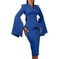 thumbnail image 2 of Gamivast Blazer Dress for Women V-Neck Flare Long Sleeve Peplum Hem Midi Dress Slim Fit Professional Office Style Elegant Classy Business Party Outfits, 2 of 8