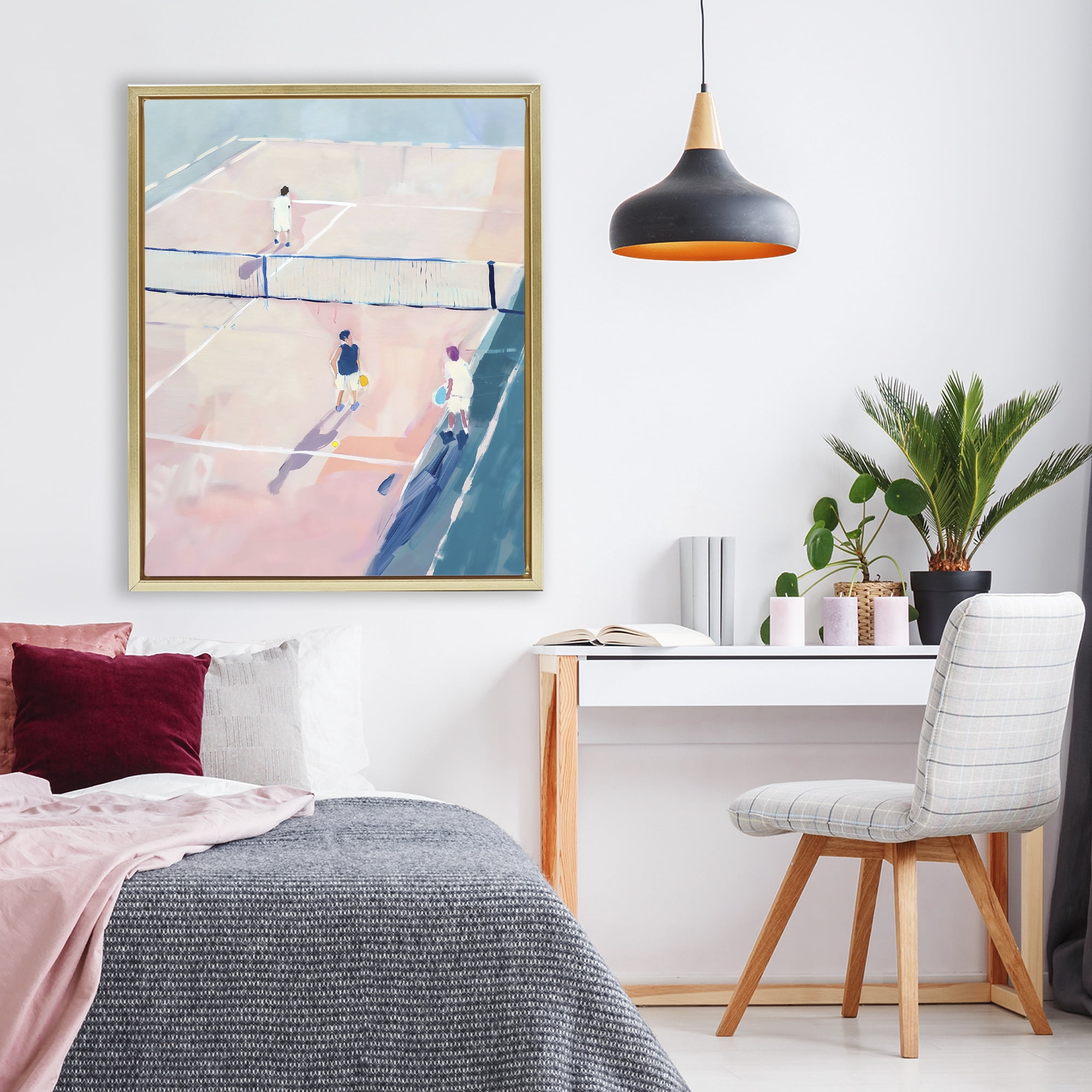 Stupell Industries Summer Game of Tennis Gold Framed Floater Canvas Wall Art, design by The Prints Vibe