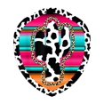 thumbnail image 2 of Camiseta turquesa negra 100 % algodón con estampado de vaca, cactus, leopardo, guepardo y sarape, 2 of 7