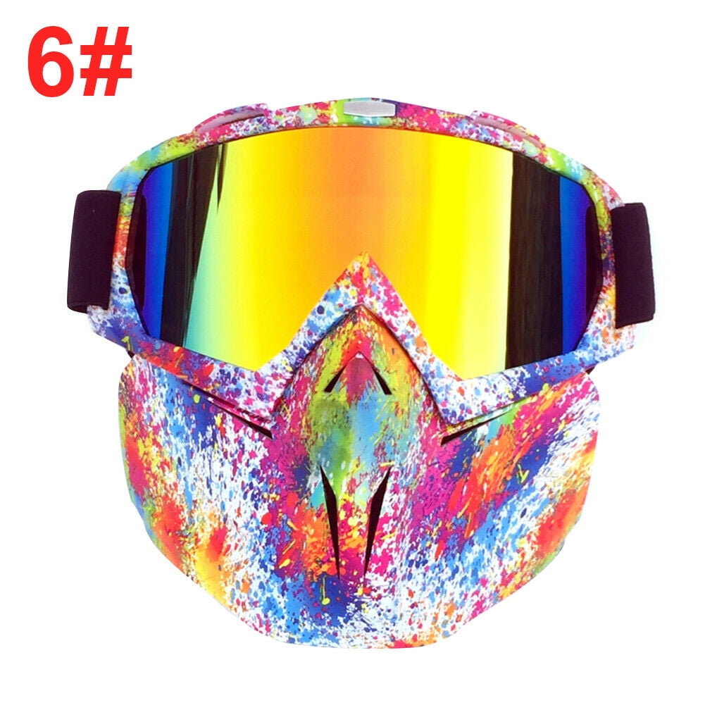 LJDJ Motorcycle Goggles with Removable Face Mask Dirt Bike ATV Motocross Eyewear 