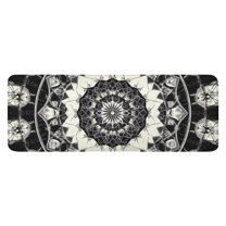 Black White Tie Dye Mandala Pattern Kitchen Rug Mat,Kitchen Runner Rugs Non Skid Washable,Decorative Kitchen Floor Mats for Kitchen,Sink,Laundry,17"x47.2"