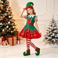 thumbnail image 2 of CUZIBR Kids Christmas Elf Costume Girl 4 PC Outfits Dresses And Socks Hat Shoes Set Long Sleeve Crew Neck Soft Photo Shoot Wear,Green,7-8 Years, 2 of 7