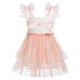 thumbnail image 3 of IBTOM CASTLE Baby Girls Tutu Dress Summer Sleeveless Backless Princess Birthday Party Dresses Sequin Ruffle Tulle Bowknot Sundress 5-6 Years Peach Pink Stars, 3 of 8