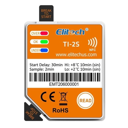 Elitech TI-2S NFC Temperature Data Logger Vaccine DDL Disposable Cold ...
