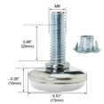 thumbnail image 2 of M8 x 25 x 30mm Tornillo en deslizadores de muebles, pies niveladores ajustables con tuercas en T para patas de gabinete, 8 piezas, 2 of 7