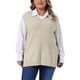 thumbnail image 1 of Chaleco de suéter de mujer de tallas grandes Agnes Orinda, tejido acanalado, cuello en V, sin mangas, con dobladillo dividido, blusa casual sin mangas 4X beige, 1 of 6