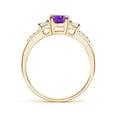 thumbnail image 2 of ANGARA Natural 0.7 Ct. Amethyst with Diamond Classic Ring in 14K Yellow Gold for Women (Ring Size: 12), 2 of 9