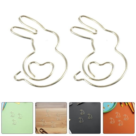 NICEXMAS 50Pcs Decorative Golden Bunny Paper Clips for Clips and Bookmarks in Office Use