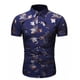 thumbnail image 1 of Camisa de manga corta con estampado de hoja de arce ajustada para hombre con botones informales Pompotops  oipoqjl47572, 1 of 4