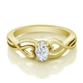 thumbnail image 2 of Gem Stone King 18K Yellow Gold Plated Silver Solitaire Ring Oval Moissanite (0.50 Cttw), 2 of 4