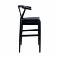 thumbnail image 4 of Wishbone Bar Height Kitchen Stool with Black Finish and Faux Leather Seat, 4 of 6