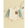 thumbnail image 4 of Lamuusaa Baby Long Sleeve Rompers Boys Casual Contrast Color  Bodysuit Newborn Jumpsuits for Winter, 4 of 9