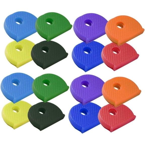 Colored Tabs 24pcs Plastic Tags Colored Labels Key Cap Cover Rings Rubber Key Toppers Colored tabs Assorted Color Key Mixed clor Key Cap Key Cover Key caps Lucky Collar