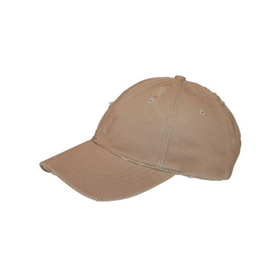 Distressed Adjustable Hook and Loop Closure Adventure Hat- Khaki
