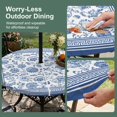 thumbnail image 5 of Round Outdoor Tablecloth with Umbrella Hole and Zipper, Blue Floral Tablecloth with Elastic Waterproof, Vintage Flowers Botanical Farmhouse Greek Key Patio Table Covers for 36" - 44" Pool Tables, 5 of 9