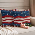 thumbnail image 2 of Independence Day Pillow Covers 2 Pack America Flag Retro Wood Grain Pillowcase Waterproof Outdoor Throw Pillow Cover for Patio Garden Square Cushion 18”x18”, 2 of 9
