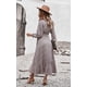 thumbnail image 5 of Vestido largo vintage cruzado de manga larga con estampado floral y escote en V para mujer con cinturón, 5 of 7