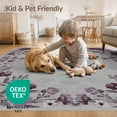 thumbnail image 4 of ODIKA 4'x6' Washable Area Rug Purple Bug Ornamental Symmetrical Vine Boho Poppy Deep Eggplant for Dorm Room, Small Living Stain Resistant Low Profile, Easy Care, 4 of 7