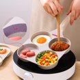 thumbnail image 4 of Non-Stick Egg Frying Pan, 4 Holes Skillet with Handle,Wooden Handle Medical Stone Non-Stick Frying Pan, Divided Egg Omelet Pans, For Breakfast,For Gas Stove & Induction Cookware(Black with lid), 4 of 7
