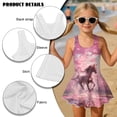 thumbnail image 6 of chaqlin Pink Cherry Blossom Horse Swimsuit Girl's One-Piece Swimsuits Sleeveless Swim Dress Tummy Control Tank Tops Flowy Skirt for Swimming,Water Sport,6-7Y, 6 of 7