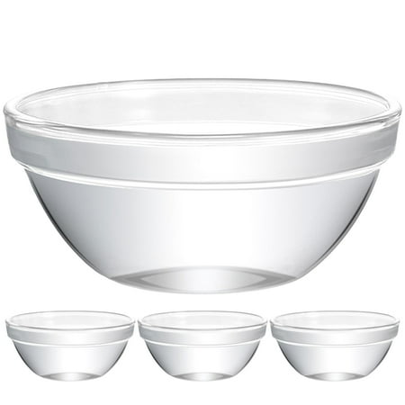 

4Pcs Household Glass Bowls Transparent Serving Bowls Multi-function Food Bowls