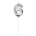 thumbnail image 2 of Birthday Number Candle 3D Shape Birthday Candle Decoration Birthday Cake Candle Silver 1Pc Number 6, Birthday Number Candle 3D Shape Birthday, 1×Number Candle (Silver), 2 of 8