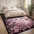thumbnail image 3 of ODIKA Gothic Vintage Moth Butterfly Baroque Filigree Shaped Pink Print Foldable Easy Care for King Size Bedroom, Master Suite, Under Bed, 3 of 7