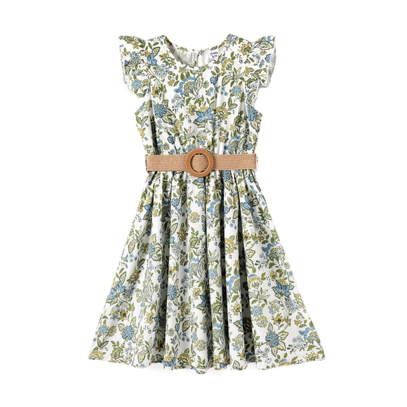 Vestido PATPAT Vintage Boho Floral con Volantes y Cinturón 8-9 Años