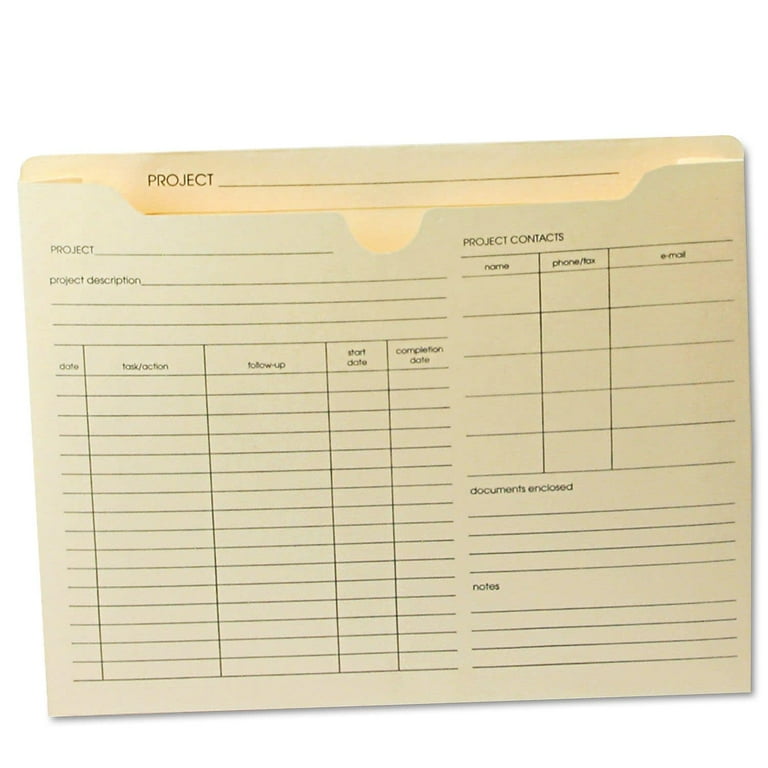 Preprinted Project Jackets, Straight Tab, Letter Size, Manila, 50/Box Preprinted Project Jackets, Straight Tab, Letter Size, Manila, 50/Box