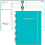 Daily Planner Undated - .. B5 To Do List .. Notebook Hourly Schedules, Spiral .. Appointment Planner for Women .. and Men, PVC Hardcover, .. Inner Pocket, Elastic Closure, .. 7" x 10", Teal