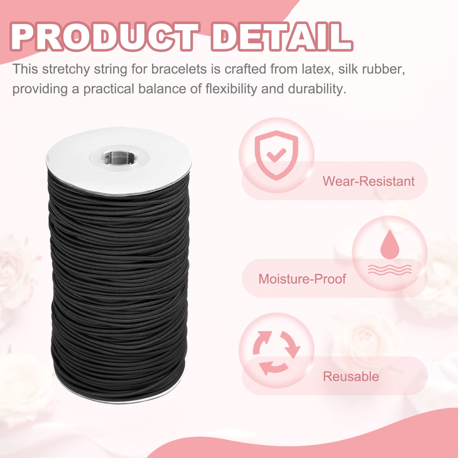 Uxcell Stretchy String for Bracelets, Elastic Crystal Thread Stretch Elastic Beading Cord 2.5mm & Black-Fitting For(Bracelets/Sewing/Beading/Necklace/Jewelry Making/Crafts DIY)