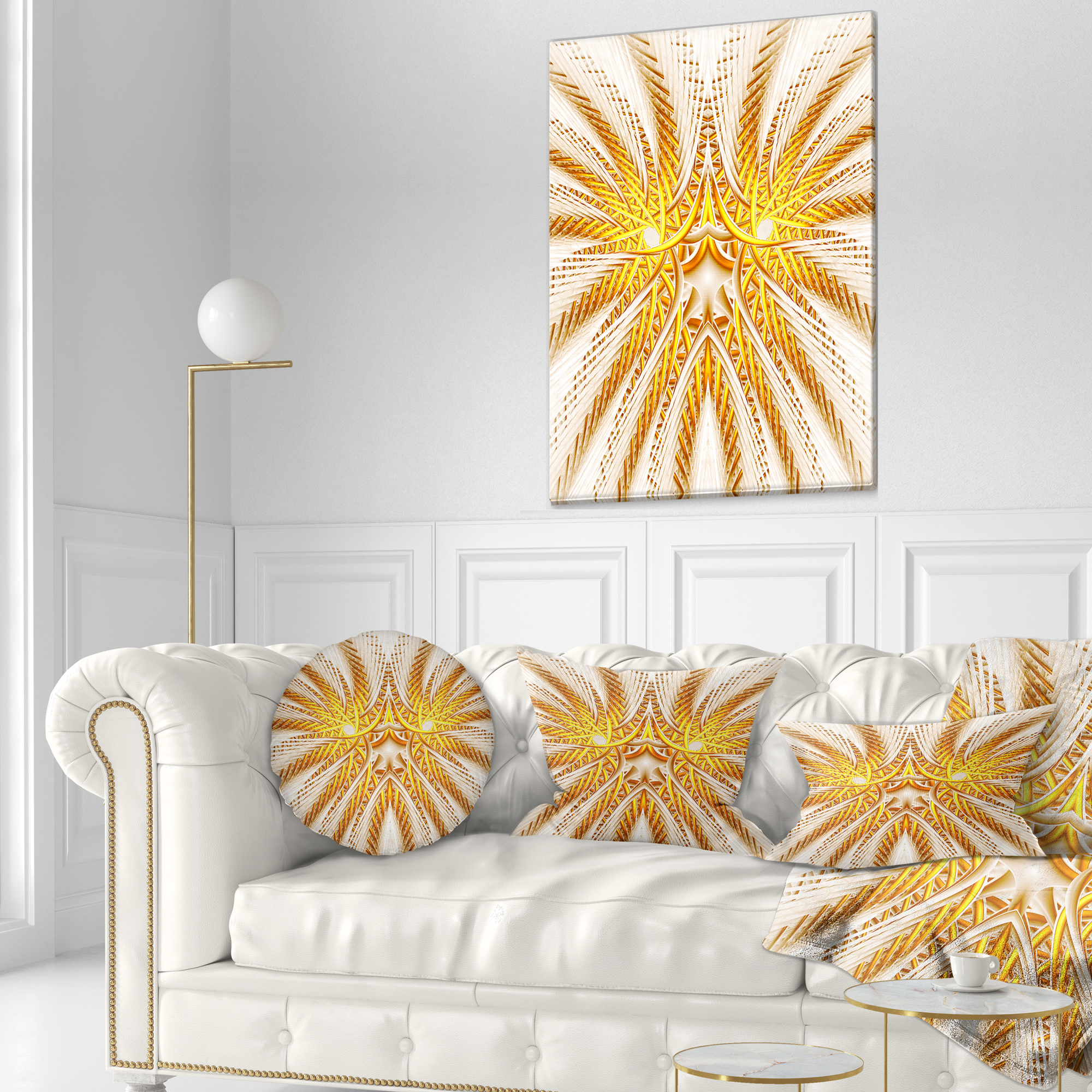 Designart 12" x 20" Yellow Polyester Throw Pillow