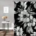 thumbnail image 2 of Orinice Bathroom Shower Curtain Tropic Hibiscus Flowers Plumeria Texture in Vacation Leaves Bird Paradise Summer Nature Textures Fabric Bath Curtain Waterproof Bathroom Curtain  60x72, 2 of 7