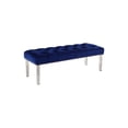 thumbnail image 1 of Best Master Suede Fabric Upholstered Bench in Navy Blue/Acrylic Legs, 1 of 3