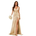 thumbnail image 4 of Vestidos de dama de honor con cuello en V y cintura fruncida de satén plisado vestido de fiesta formal YMS277, 4 of 5