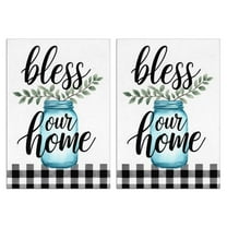 2 Pcs Funny Kitchen Towels,Bless Our Home Mason Microfiber Dish Towels,Kitchen Tea Towels,Kitchen Towel Set (18" X 26")