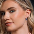 thumbnail image 4 of Gem Stone King 925 Sterling Silver Blue Created Sapphire Dangle Earrings for Women | 5.00 Cttw | Gemstone September Birthstone | Round 8MM, 4 of 6